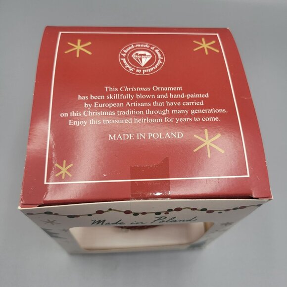 Handmade Mouthblown Christmas Ornament Made In Poland Red Gold - Picture 4 of 5